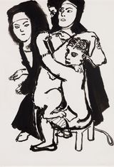 Girl and Dog with Nuns by Paula Rego contemporary artwork works on paper
