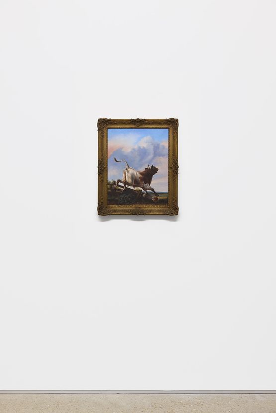 Jeune taureau sautant la barriere dapres Rosa Bonheur by Louise Sartor contemporary artwork Painting