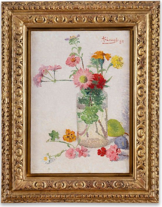 Bouquet de fleurs poire et figues by Achille Lauge contemporary artwork Painting