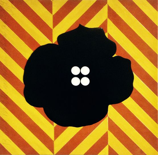 Black Button and Herring Bone July 2 2014 by Donald Sultan contemporary artwork Mixed Media
