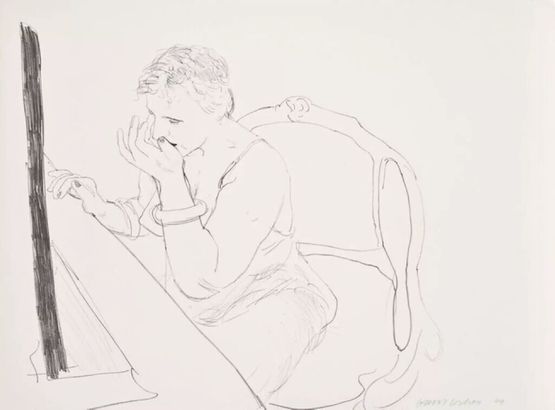 Celia Adjusting Her Eyelash G.837 by David Hockney contemporary artwork Print