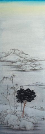 Ni Zan with Da Vinci by Xu Lei contemporary artwork drawing painting works on paper