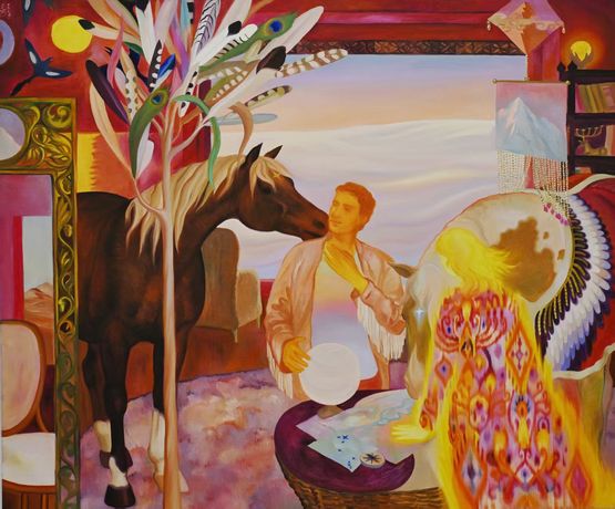 Purple House by Evgeniya Dudnikova contemporary artwork Painting