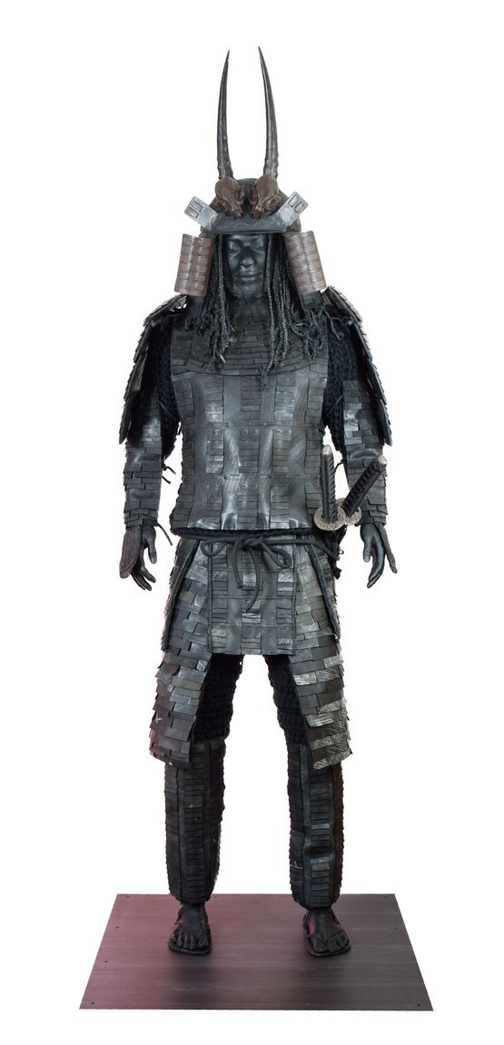 Obsidian Samurai XIV No Mans Land series by Nicola Roos contemporary artwork Sculpture