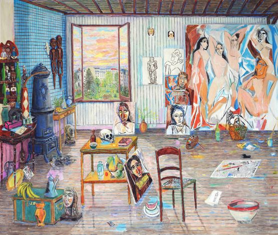 Picassos Studio Bateau Lavoir by Damian Elwes contemporary artwork Painting
