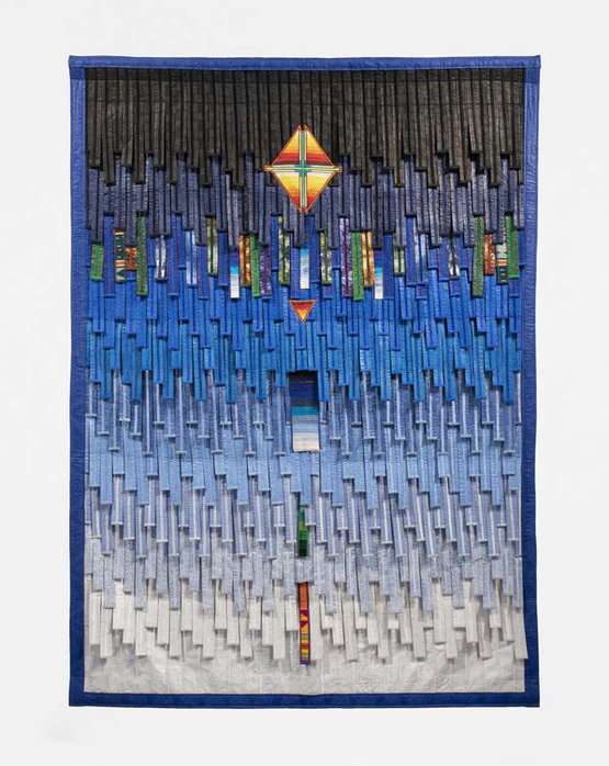 Blue with Triangles by Abdoulaye Konate contemporary artwork Textile