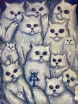 The Neighborhood 2 cats by Manuel Ocampo contemporary artwork painting