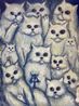 The Neighborhood 2 cats by Manuel Ocampo contemporary artwork Painting