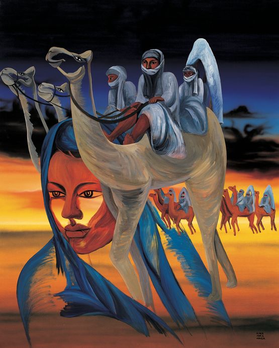 The Tuareg Tribe Crossing a Desert Niger by Jung Kangja contemporary artwork Painting