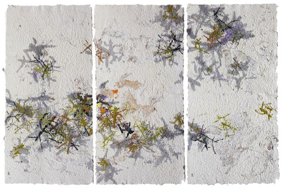 Clear Autumn triptych by Gu Gan contemporary artwork Mixed Media