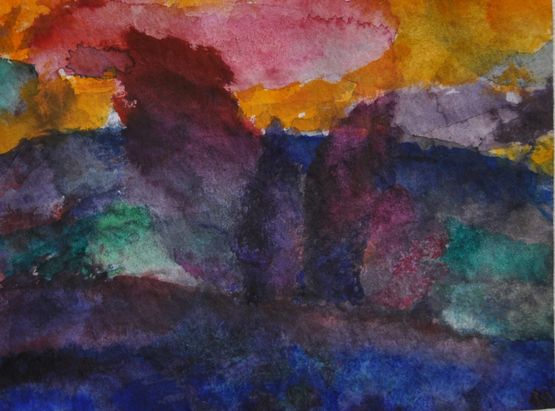 Baume im Abendlicht by Herbert Beck contemporary artwork Painting