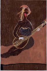 Saz calan kadn Woman playing the saz by Azade Koker contemporary artwork painting