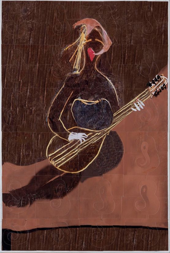 Saz calan kadn Woman playing the saz by Azade Koker contemporary artwork Painting