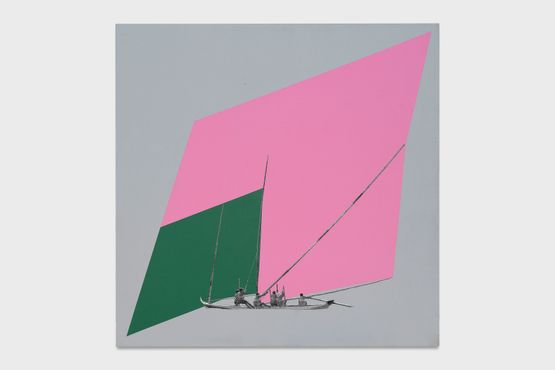 Neoconcrete canoeists 3  Green and pink sailing Ivan Serpa by Jonathas De Andrade contemporary artwork Print