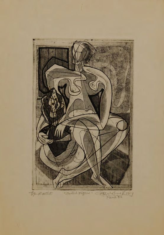 Seated Figure by Krishna Reddy contemporary artwork Print