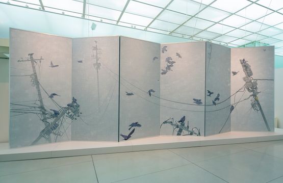 Electric Poles Crows and Others by Aida Makoto contemporary artwork Mixed Media