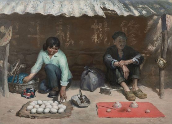 Three Immortals Returning to the Cave by Wang Xingwei contemporary artwork Painting