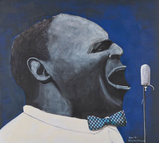 The Blues Singer by Sam Nhlengethwa contemporary artwork Painting