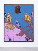 African Bird Magic Mauritius Kestrels with Head of an Oba by Yinka Shonibare contemporary artwork textile