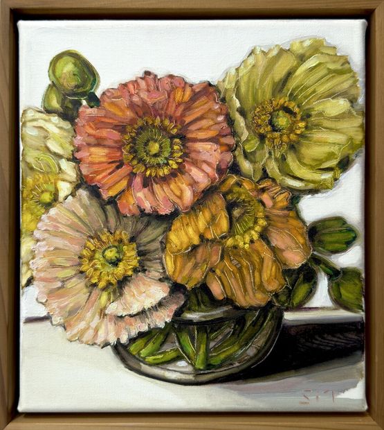 5 Poppy Colibris by Sam Michelle contemporary artwork Painting