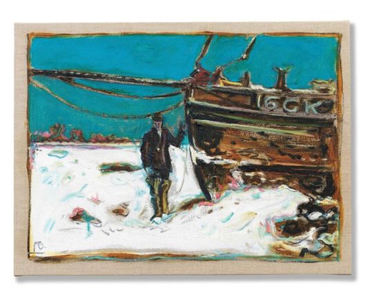 Frozen Estuary Oyster Smack Caroline by Billy Childish contemporary artwork Painting
