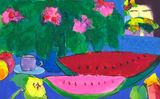 Pretty Onlooker by Walasse Ting contemporary artwork painting works on paper