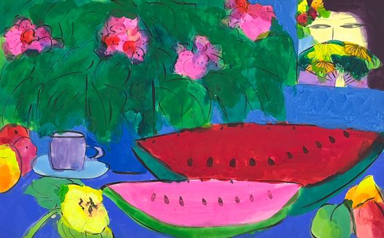 Pretty Onlooker by Walasse Ting contemporary artwork Painting