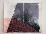 Beady red eyes through smoke by Radhika Khimji contemporary artwork textile works on paper