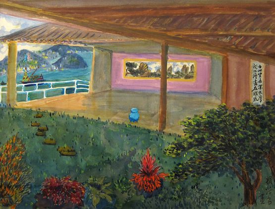 View from a Garden by TC Lai contemporary artwork Painting