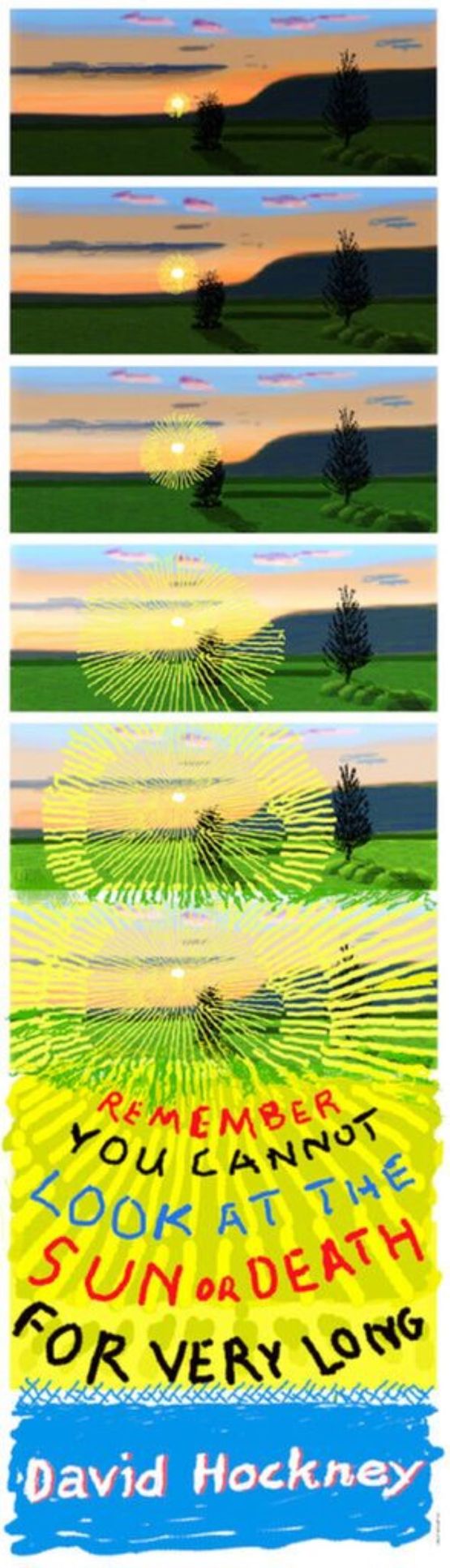 Remember that you cannot look at the sun or death for very long by David Hockney contemporary artwork Print