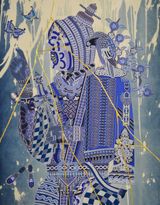 Flowing Mountain god - japan blue - 1 by Kohei Kyomori contemporary artwork mixed media
