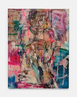 Immortal XXXIII hot pink and petrol blue by Daniel Crews-Chubb contemporary artwork works on paper