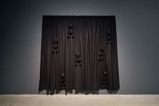 Black Curtain by Permindar Kaur contemporary artwork Textile