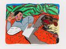 Bedwork Truman Capote and the dog by Soufiane Ababri contemporary artwork Drawing