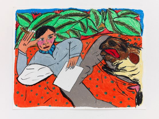 Bedwork  Truman Capote and the dog by Soufiane Ababri contemporary artwork Drawing