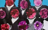 Geranium camellia and other ten flowers by Yue Minjun contemporary artwork painting