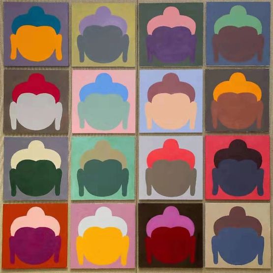 Buddha Heads by Wong Shun Kit contemporary artwork Painting