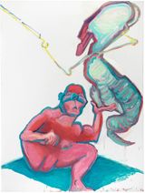 Selbst mit Drachen Self with Dragon by Maria Lassnig contemporary artwork painting