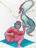 Selbst mit Drachen Self with Dragon by Maria Lassnig contemporary artwork Painting