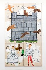 Elizabeth  Henry With Birds by Rose Wylie contemporary artwork painting works on paper