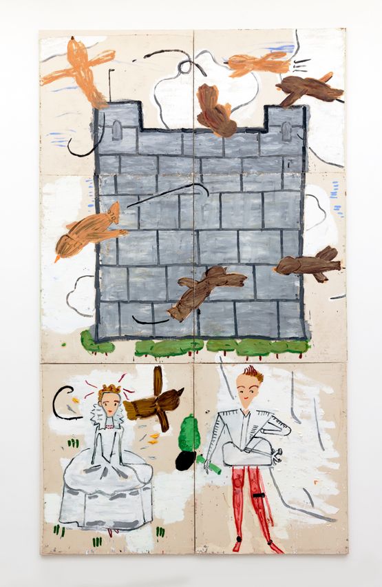 Elizabeth  Henry With Birds by Rose Wylie contemporary artwork Painting