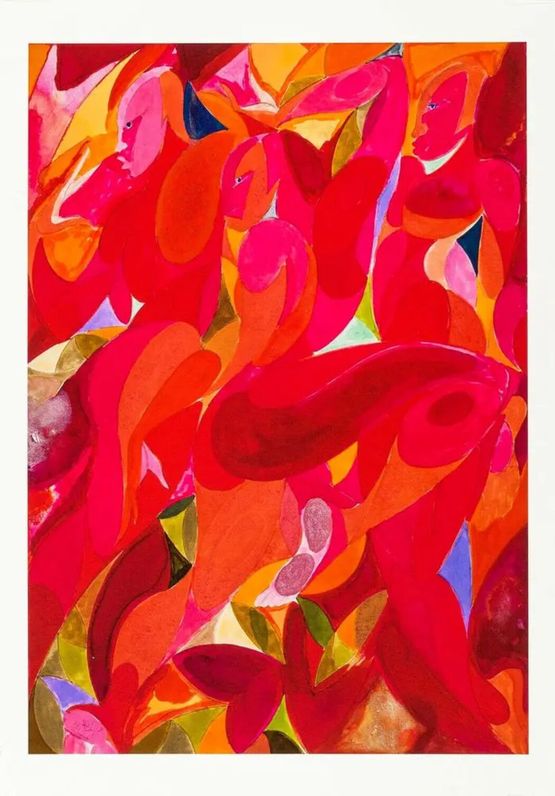 Three Red Figures Rising by After Tunji Adeniyi-jones contemporary artwork Print
