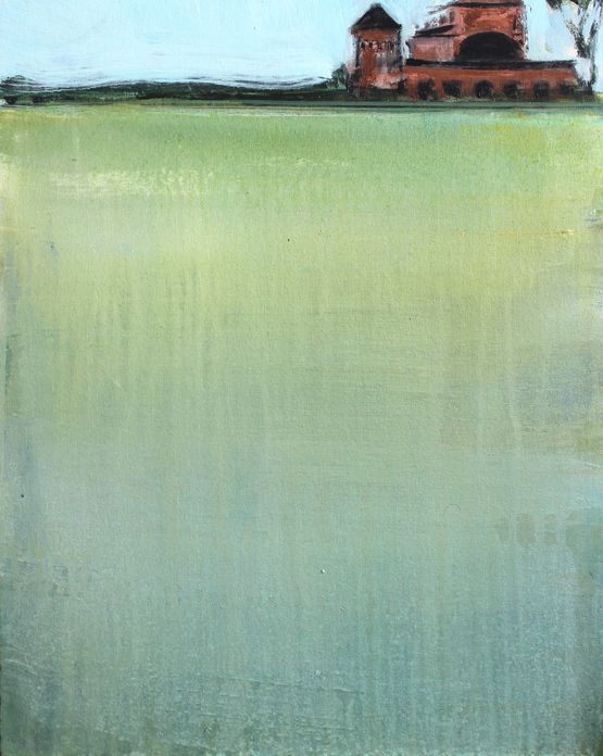 Church and Green Field by Matthew Krishanu contemporary artwork Painting