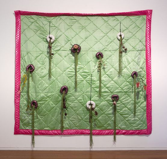 Vertical Australian Garden Quilt by Sarah Contos contemporary artwork Sculpture