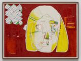 K-person with yellow dyed hair and double cobalt turquoise hair pins by Hyunjin Bek contemporary artwork works on paper drawing