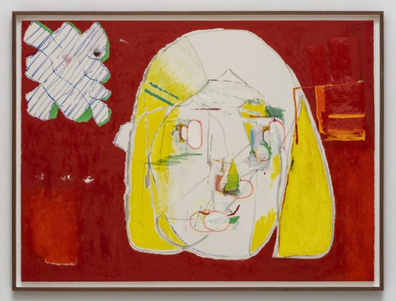 K-person with yellow dyed hair and double cobalt turquoise hair pins by Hyunjin Bek contemporary artwork Works on Paper