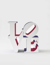 The American LOVE White Blue Red by Robert Indiana contemporary artwork sculpture