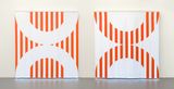 Fibres optiques  Orange. Diptyque CC1DD1 by Daniel Buren contemporary artwork installation mixed media sculpture textile