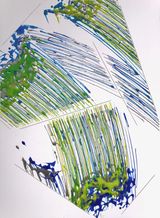 Abstract  Expression  Painting Porcelain Stone and Moving Image 5 by Kosuke Ikeda   contemporary artwork drawing painting works on paper