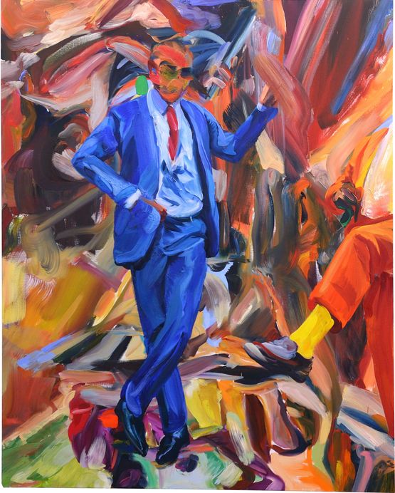 The Sapeurs and the Cobalt Mine by Duncan Wylie contemporary artwork Painting